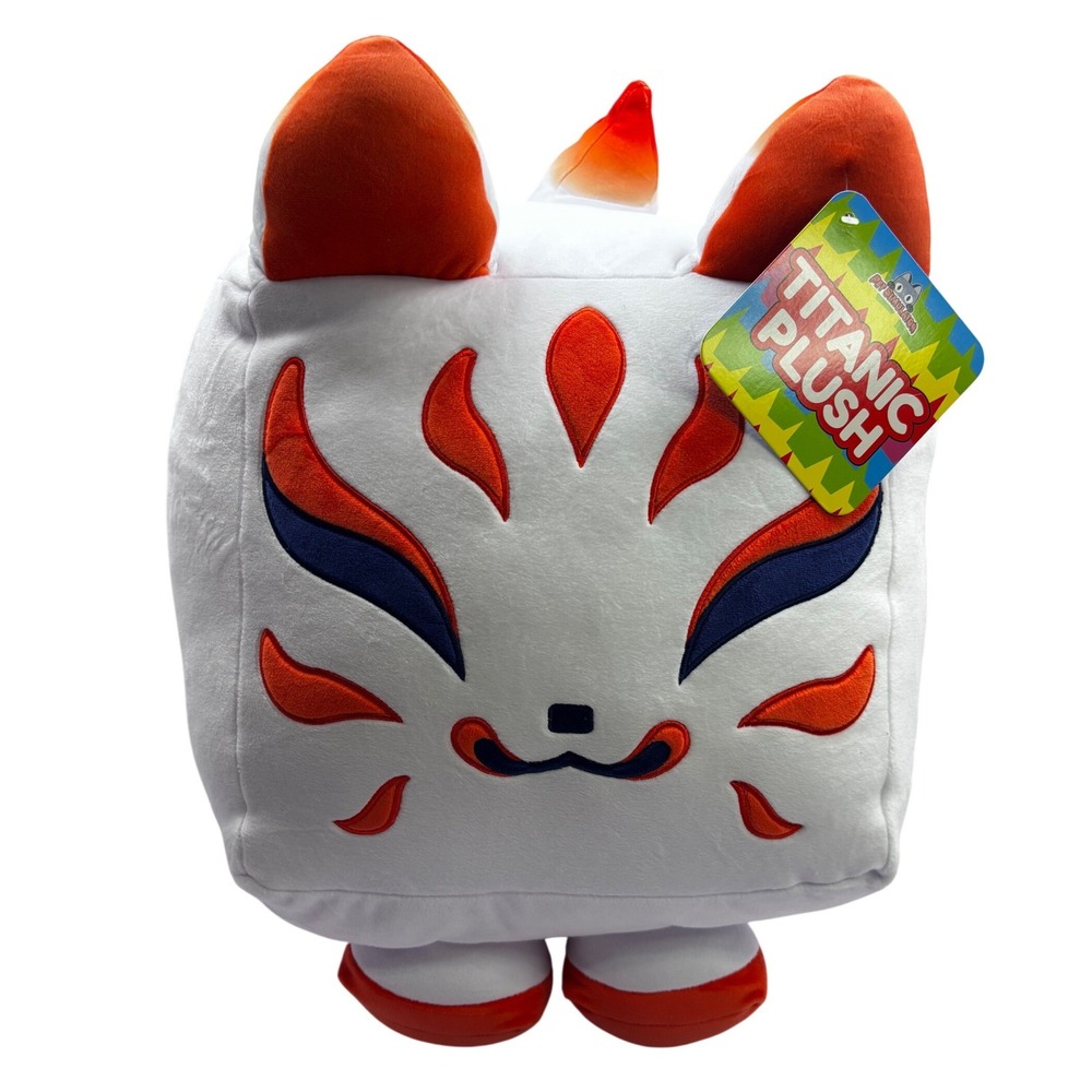 Pet Simulator Titanic Kitsune Plush BIG Games White Orange Fox Stuffed Toy New